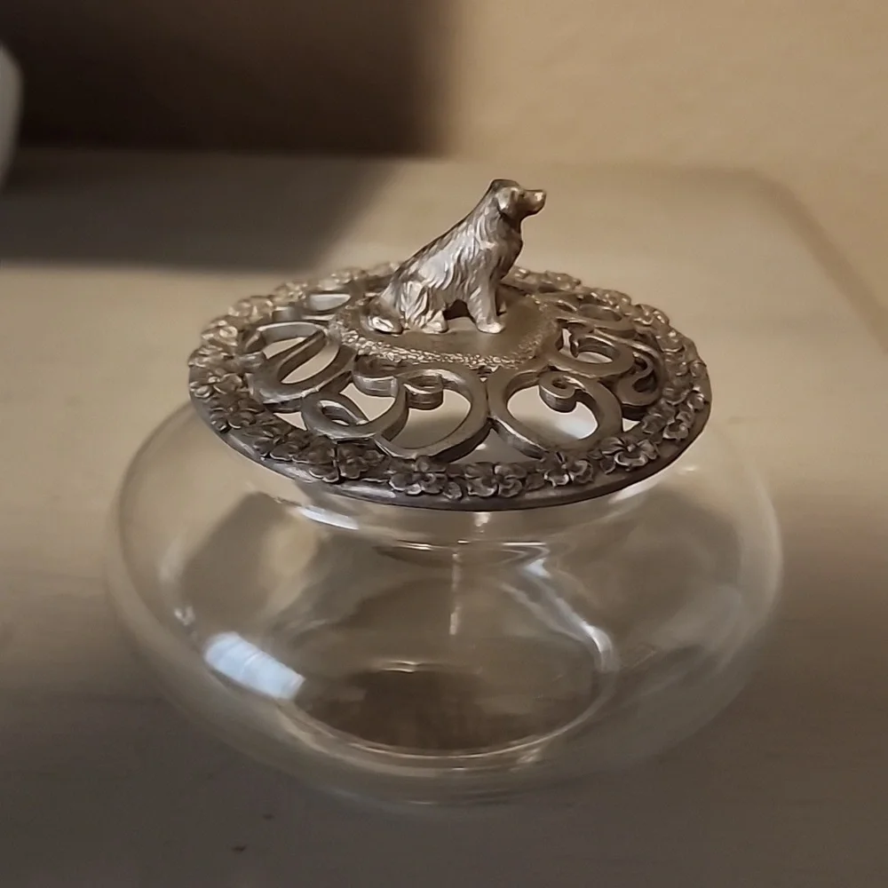 Trinket Jar with Pewter Dog Top by Davis Brown - Picture 4 of 6